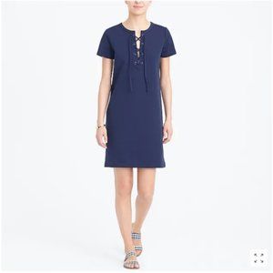 J Crew Factory Lace Up Navy Blue Knit Dress
